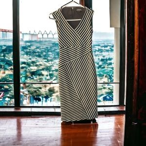 Le Château Black and White Stripe Body Con Dress XXS